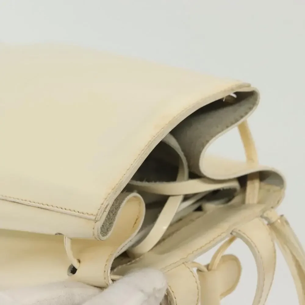 Salvatore Ferragamo Patent Leather Gancini Backpack White Gold